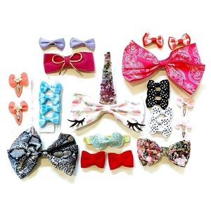 Hair Bow Lot Unicorn Pink Red Blue Flower Polka Dot Paisley Animal Print Plaid